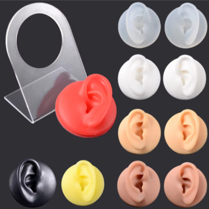 Soft Silicone Simulated Ear Model Pierced Ear Acupuncture Point Practice Teaching Props Jewelry Earrings Display Props Soft Silicone Simulated Ear Model Pierced Ear Acupuncture Point Practice Teaching Props Jewelry Earrings Display Props