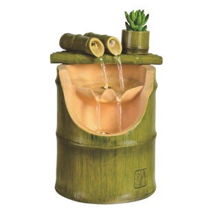 Feng Shui Wheel Lucky Creative Bamboo Circulation Water Fountain Ornaments Office Living Room Desktop Landscape Decoration Gifts