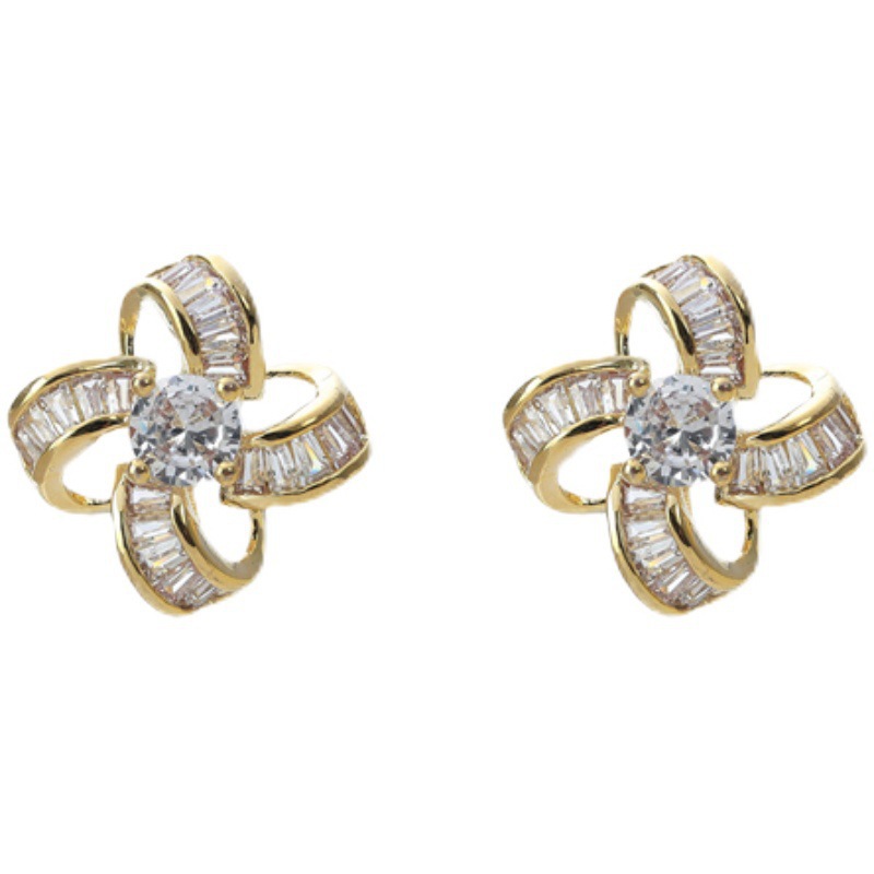 fashion simple microinlaid zircon flower earringspicture2