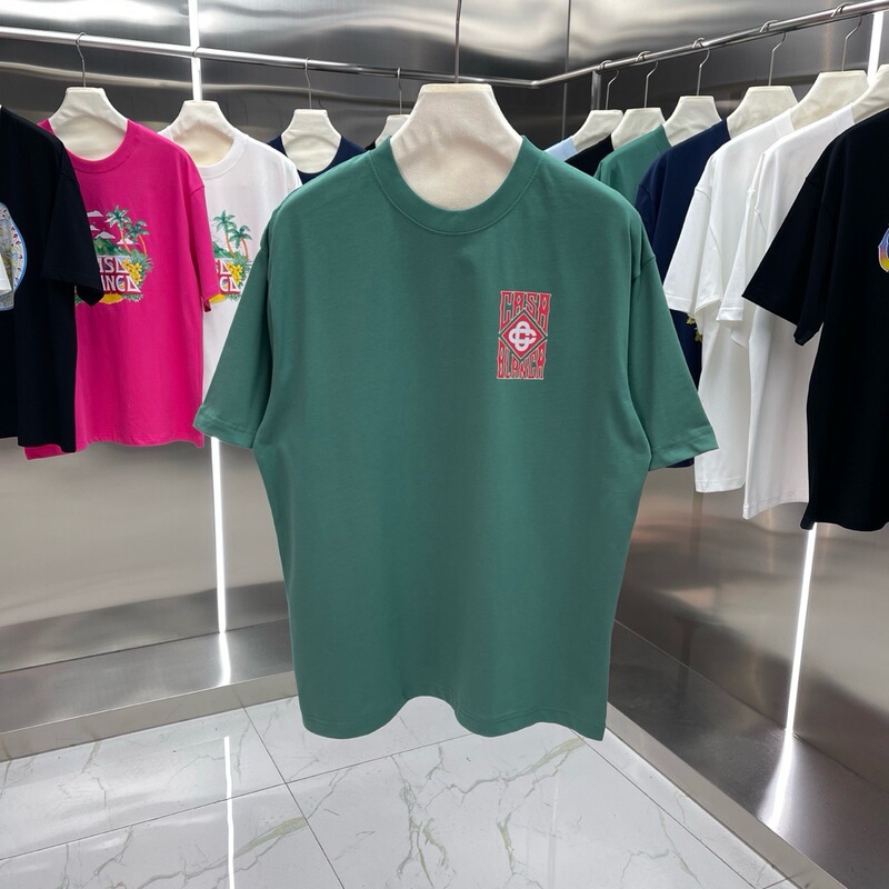 Foreign Trade Cross-Border Casa Short-Sleeved Round-Neck T-Shirt for Men, Casablanca Casual Base Shirt with Cooling Effect