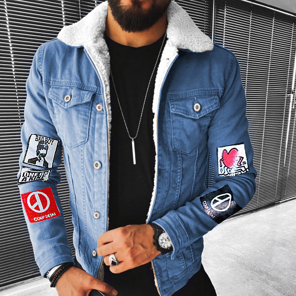 Men's Thickened Denim Jacket With Plush Lining For Winter_voghion.com