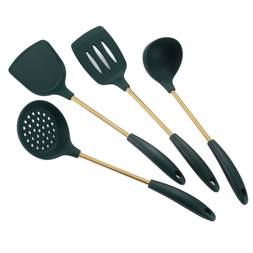 Household Silicone Spatula Multi-purpose Stir-frying Kitchen Tool Non-stick Pan with Hanging Cooking Soup Spoon Ladle Spatula Four-Piece Set