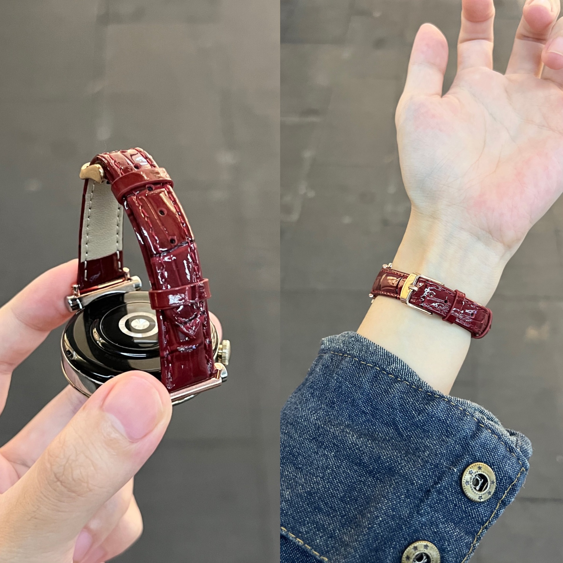 Suitable for Huawei Gt6 Watch Strap Gt5 Watch Gt4 Lacquered Bamboo Pattern Leather Xiaomi 9Pro Watch Strap Apple S11