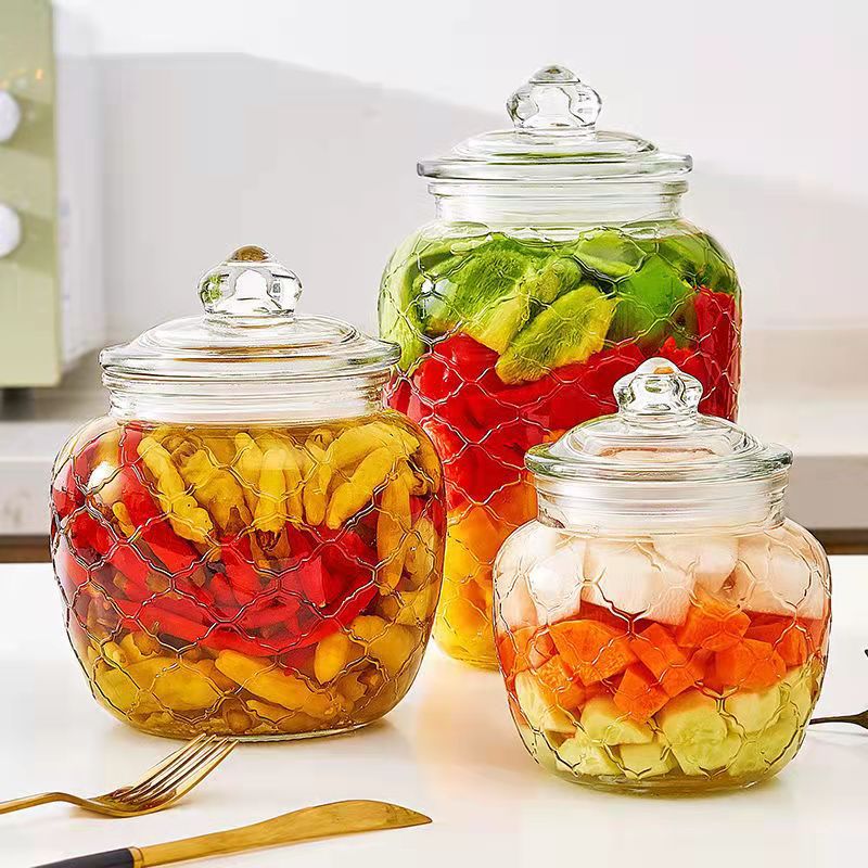 Frasco de almacenamiento sellado de vidrio transparente encurtidos tarro de almacenamiento en escabeche tarro de almacenamiento de granos tarro de almacenamiento de frutas secas