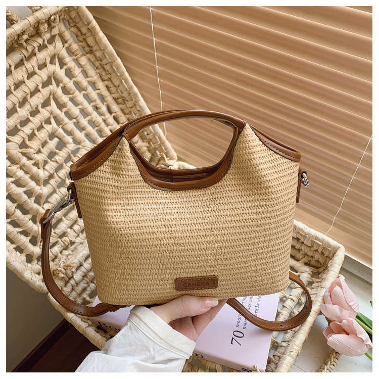 Fashionable bucket bag for women 2025 Summer new style work and commuting patchwork woven bag, simple and casual single-shoulder small bag, trendy undefined