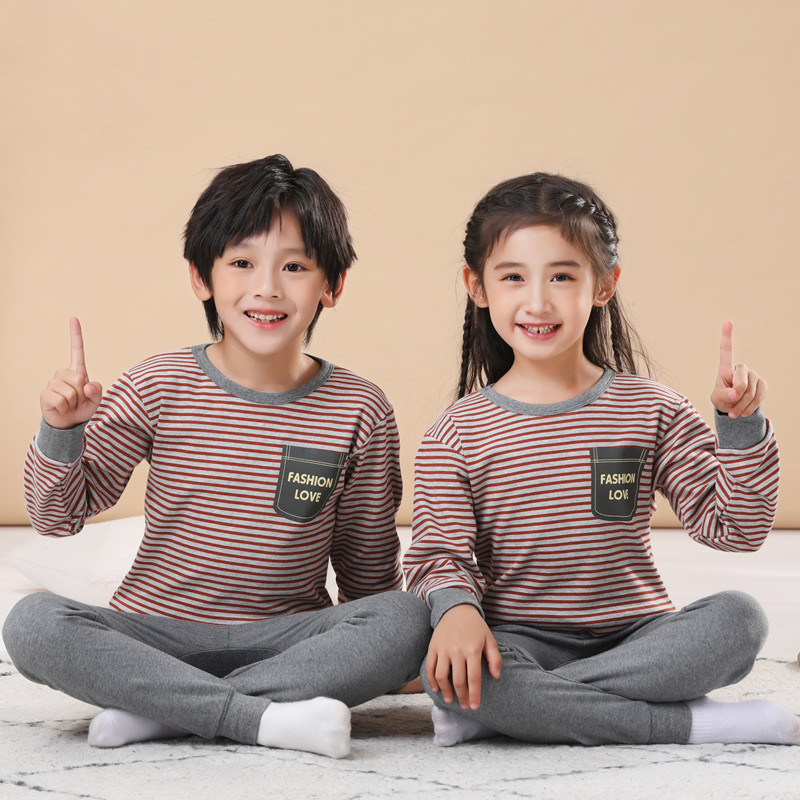 Spring and autumn children's clothing on behalf of children's cotton thermal underwear set boys and girls autumn clothing autumn pants home clothing wholesale
