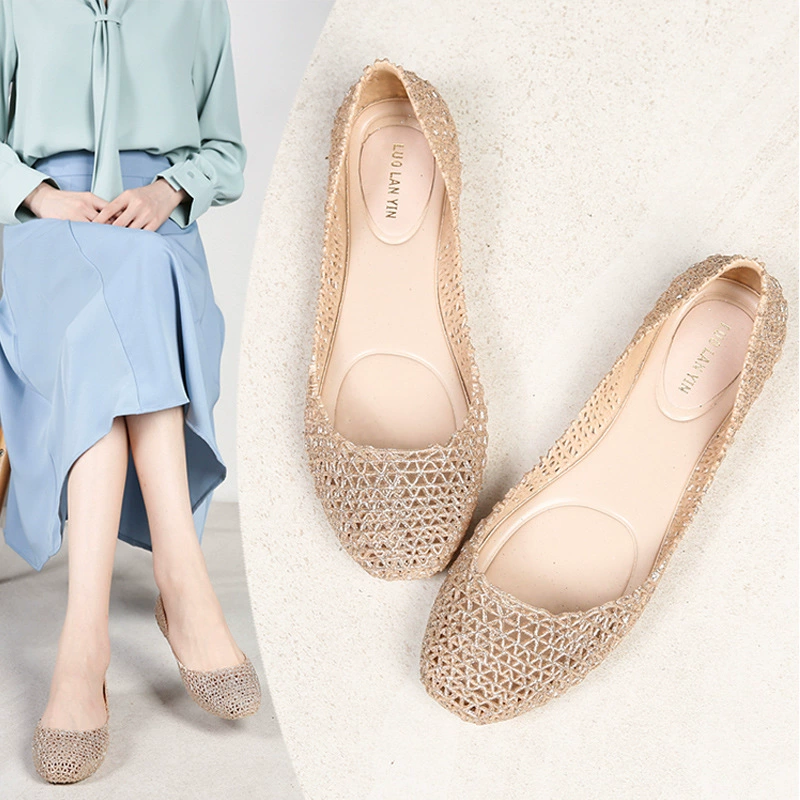 Новые летние женские туфли 2025 года: сандалии-желе с сетчатым верхом и перфорацией «птичье гнездо», женские рабочие туфли «птичье гнездо»