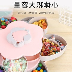 創意旋轉果盤歐式客廳乾果盤家用分格收納盒懶人零食盒過年糖果盒
