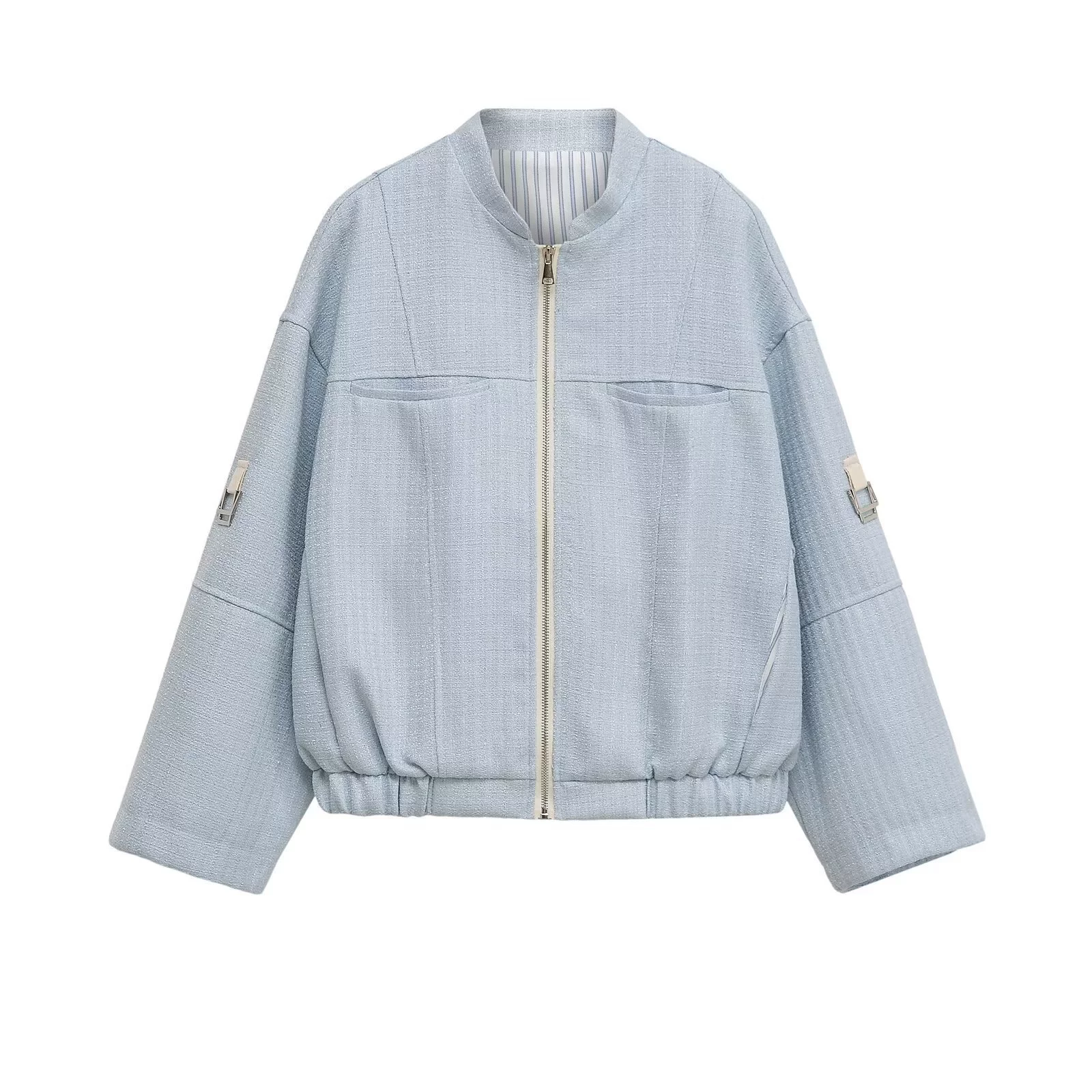 Женская куртка PB&ZA 2025 Лето Новый европейский и американский стиль Персонализированная уличная куртка с металлической нитью 3053136