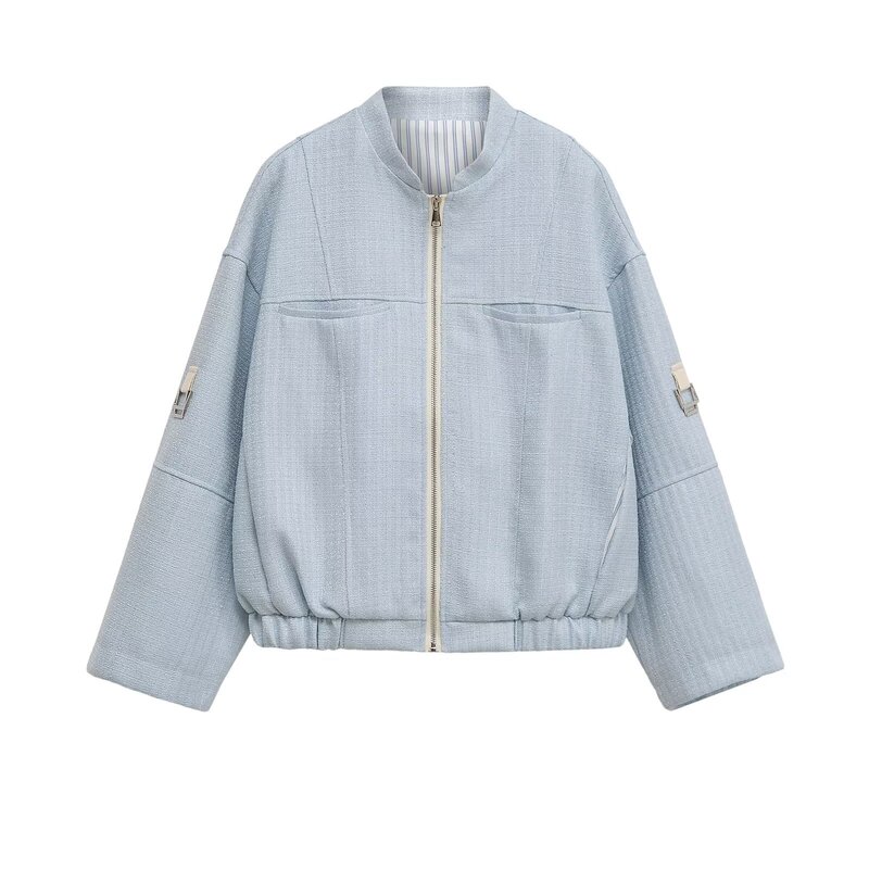 Pb&Za Women's 2025 Summer New European and American Style Personalized Street Metal Thread Jacket 3053136