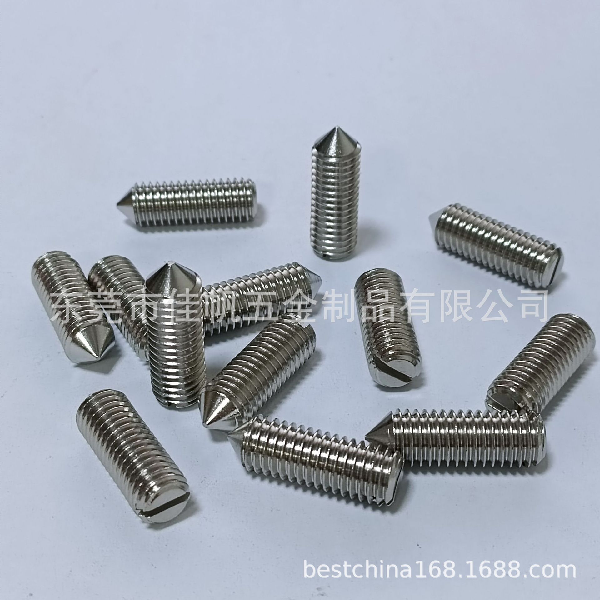 DIN553不锈钢开槽尖尾紧定螺钉,无一字槽M4*8止付机米