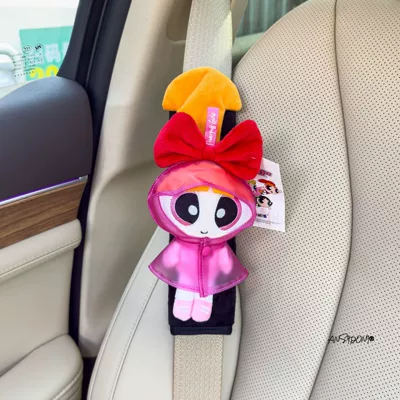 Belt Shoulder Cover Anti-Strangle Belt, Sürətlər qutusu və əl tormozu başlıqları - genuine-powerpuff-girls-shoulder-cover-black-velvet-pink-raincoat-flower-single-stem