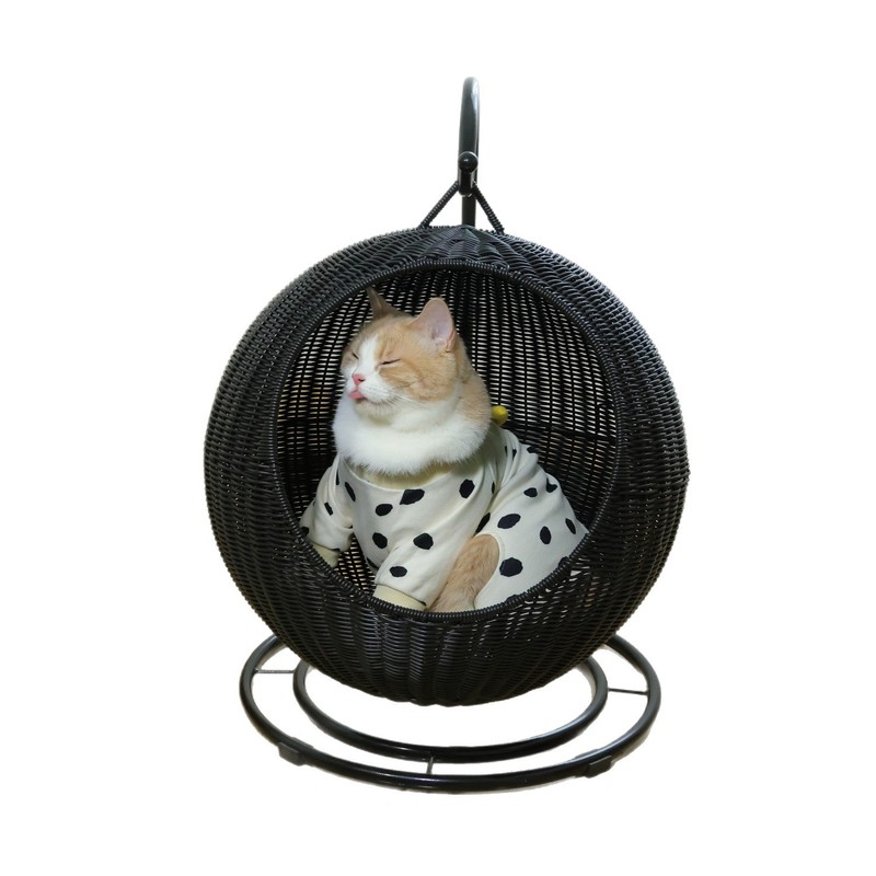 猫小屋籐犬小屋洗える猫ゆりかごオールシーズン通気性ネットレッド夏ペット小屋猫ハンギングバスケット|undefined