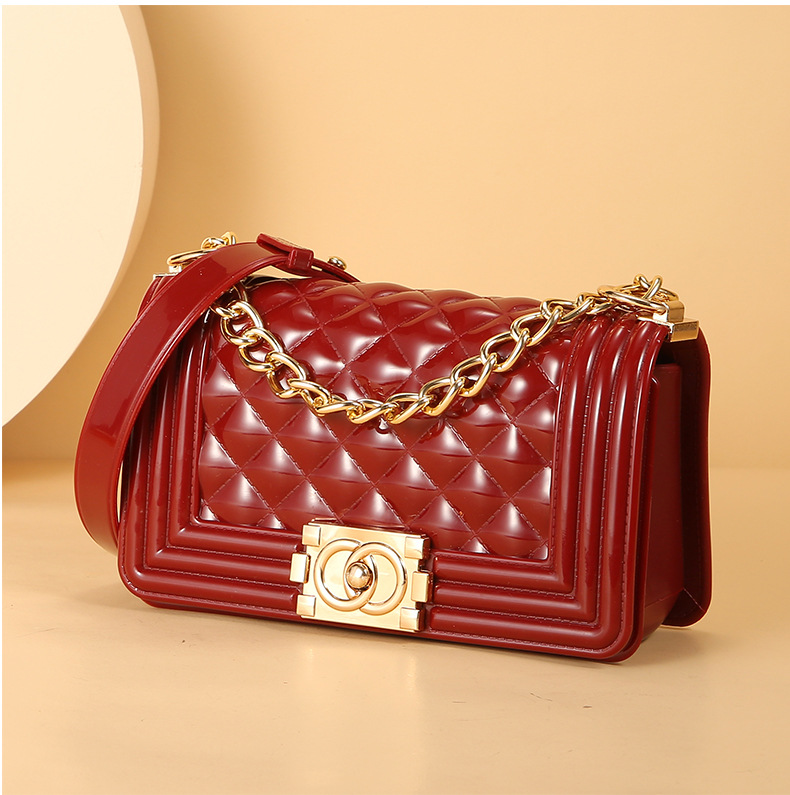 Women's Small Pvc Solid Color Fashion Square Lock Clasp Shoulder Bag Crossbody Bag display picture 4