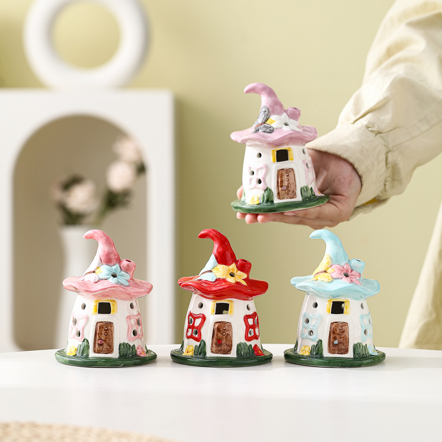 Forest Magic House Ceramic Night Light Creative Bedroom Bedside Lamp Ins Atmosphere Ornament for Birthday Gift