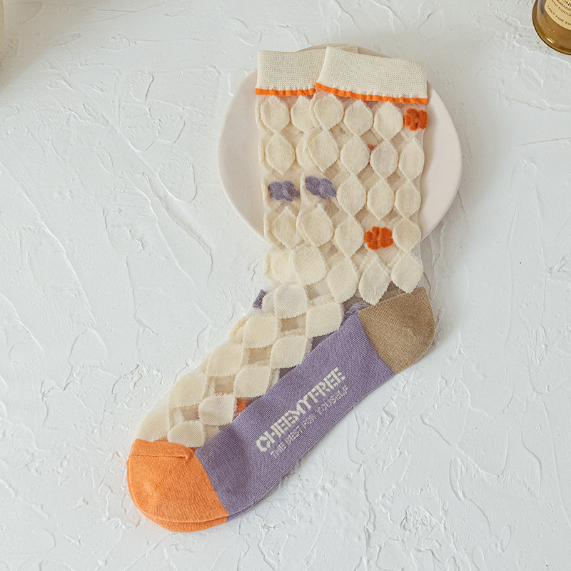 Algodón inferior transpirable vidrio seda medias Calcetines encaje Mujer personalidad japonesa ins marea caseína