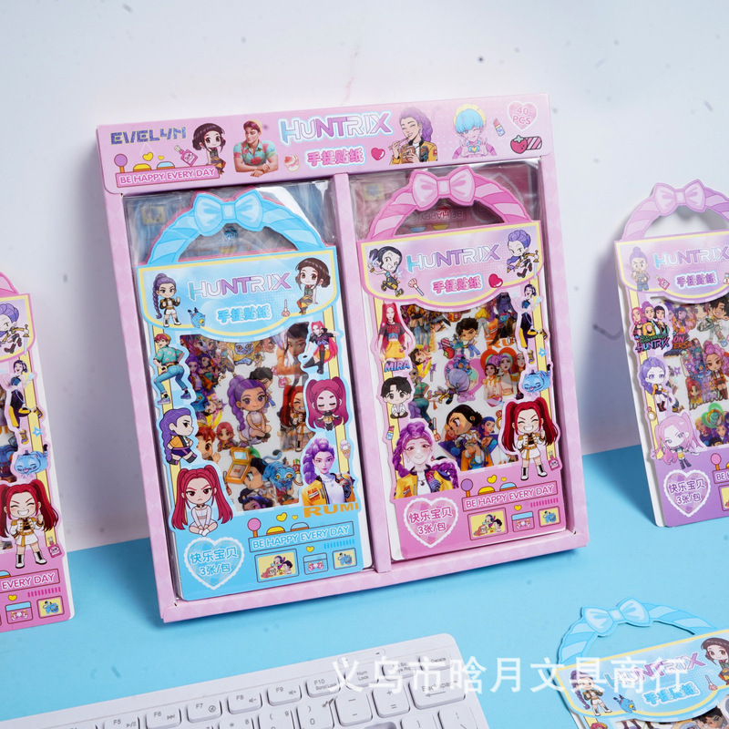 Cross-Border Hot-Selling Demon Hunter Girl Group Portable Stickers, Creative High-Value K-Pop Transparent Waterproof Pet Journal Material Stickers