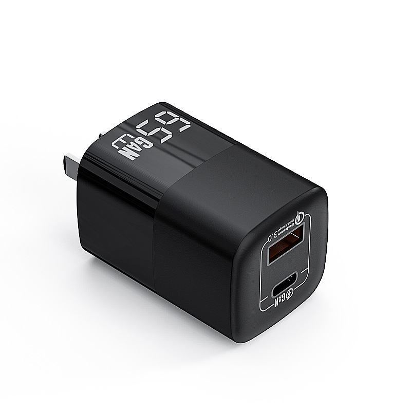 Cargador de nitruro de galio de 65W en stock, adaptador de carga rápida PD, adecuado para teléfonos móviles Huawei y Apple 17, y cargadores de computadora.