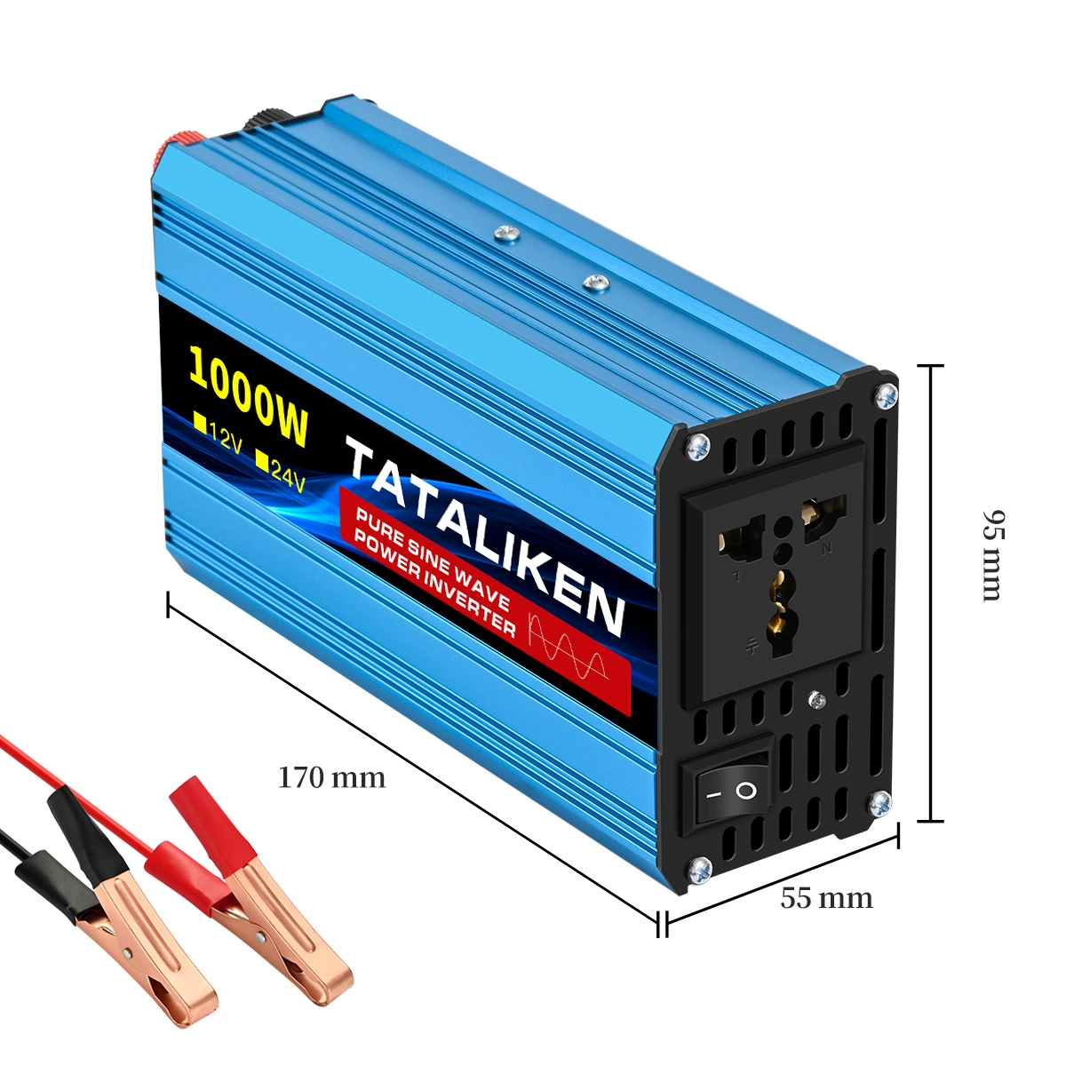 Чистый синусоидальный 1000W-4000W Интеллектуальный мощный инвертор 12V-24V к 220V Универсальная розетка