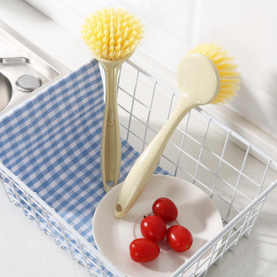 Household Multifunctional Brush Pot Artifact Kitchen Wheat Straw Wash Pot Brush Cleaning Dishwasher Brush Long Handle Oil-free Pot Brush