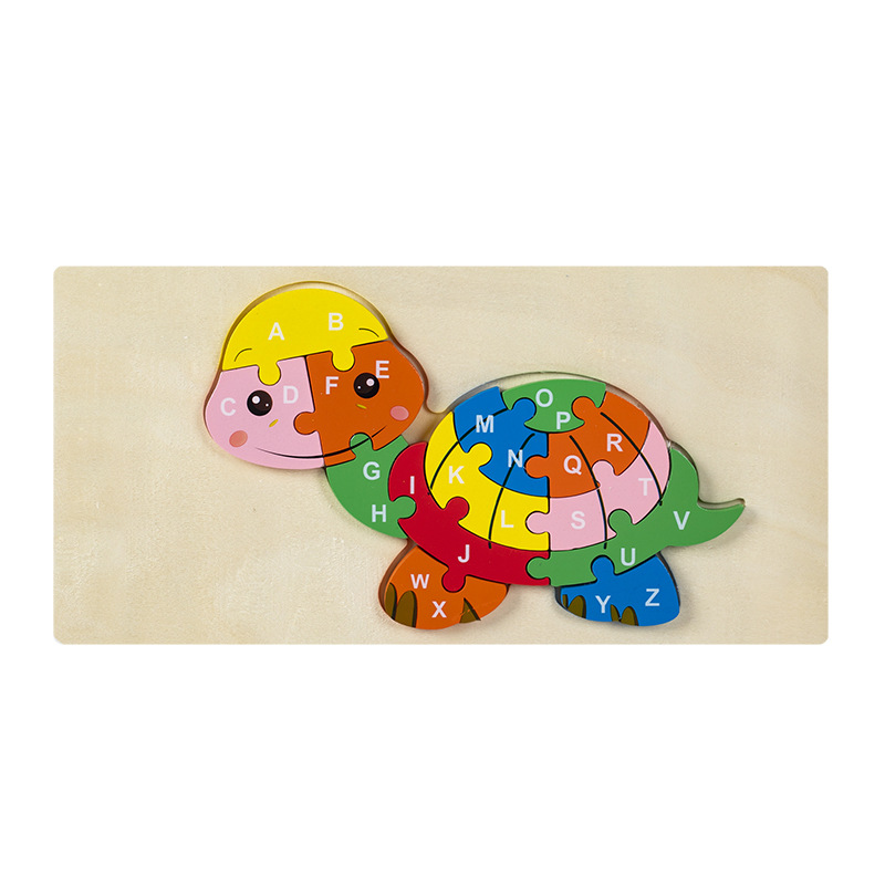 Rompecabezas para niños transfronterizos Animales cognitivos digitales dibujos animados rompecabezas tridimensional educación temprana para bebés iluminación juguetes de madera al por mayor