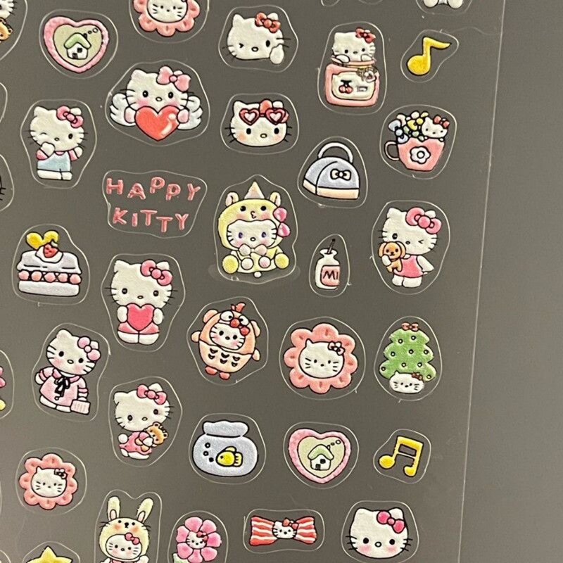 Little Red Book with Cute hellokitty Cat Nail Art Sticker Relief Stereo Hello Kitty Kt Water Cup Mobile Phone Sticker
