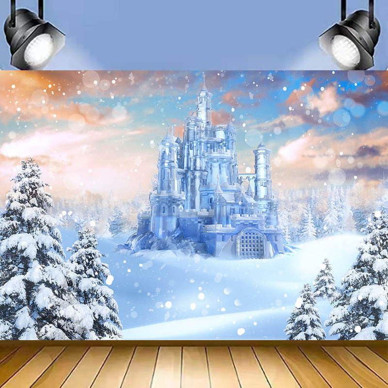 Amazon Winter Snow Scene Ice and Snow Castle Background Cloth Photography Christmas Party Photo Banner Decoration 5x3ft