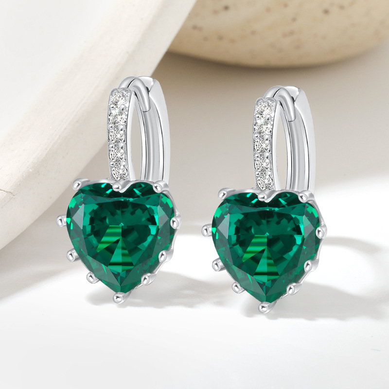 Heart Shape Pattern 1 Pair Shiny IG Style Heart Shape Inlay Copper Zircon Earrings