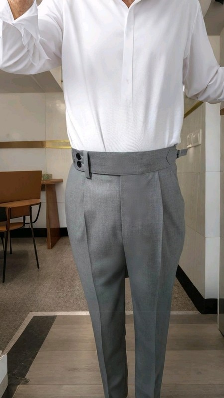 新作 ナポリパンツ メンズ パリボタン フランジ付き9点パンツ 無地 レトロ ストリート トレンド シンプル 9点パンツ|undefined