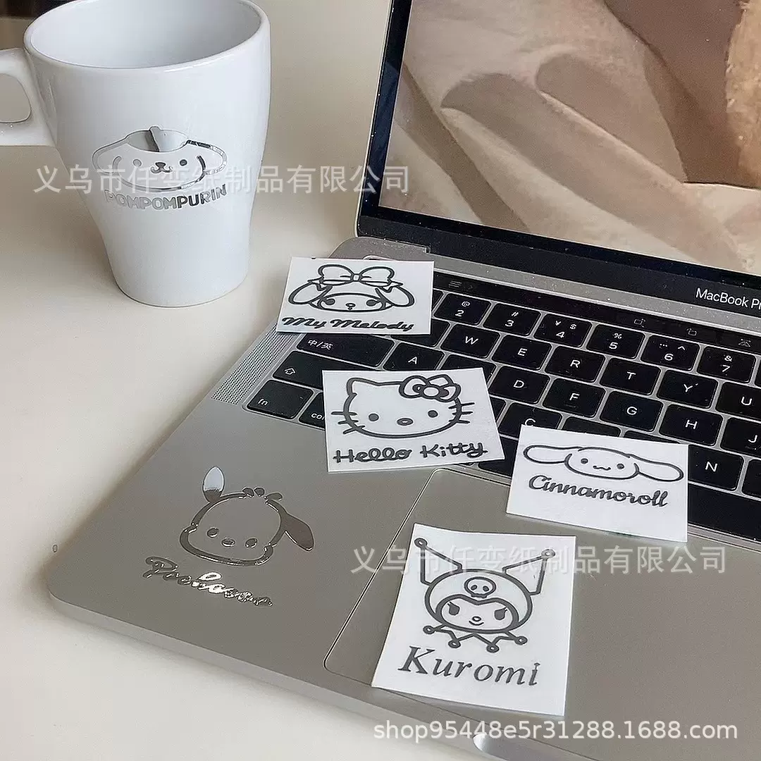 批发电镀卡通转印金属贴 ins风新款三丽鸥手机电脑防水kt猫金属贴