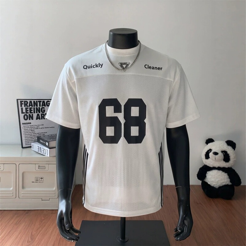 American-style mesh breathable short-sleeve men's summer sports fitness casual quick-dry T-shirt, trendy loose-fitting cool basketball jersey