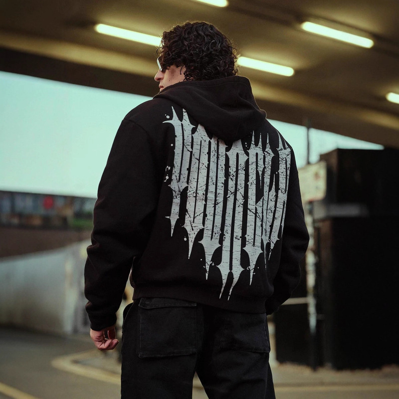 Youngla Cross-Border American New Men's Zipper Cardigan Jogging Sports Fitness Printed Casual Hooded Sweatshirt