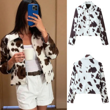 跨境外贸现货欧美风秋季新款女装秋季时尚个性圆领毛呢夹克外套