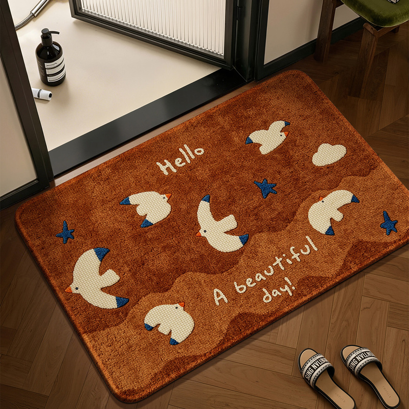 Modern cartoon bathroom floor mat, linen diatomaceous earth absorbent mat, quick-drying and non-slip doormat for home use, suitable for bathroom entrances Modern cartoon bathroom floor mat, linen diatomaceous earth absorbent mat, quick-drying and non-slip doormat for home use, suitable for bathroom entrances