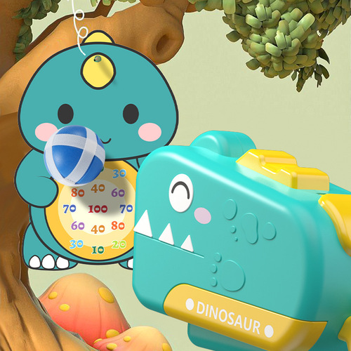 Children's Dinosaur Ball Gun Target Ejection Sticky Ball Children's Baby Darts Boy's Educational Throwing Ball Toy Wholesale