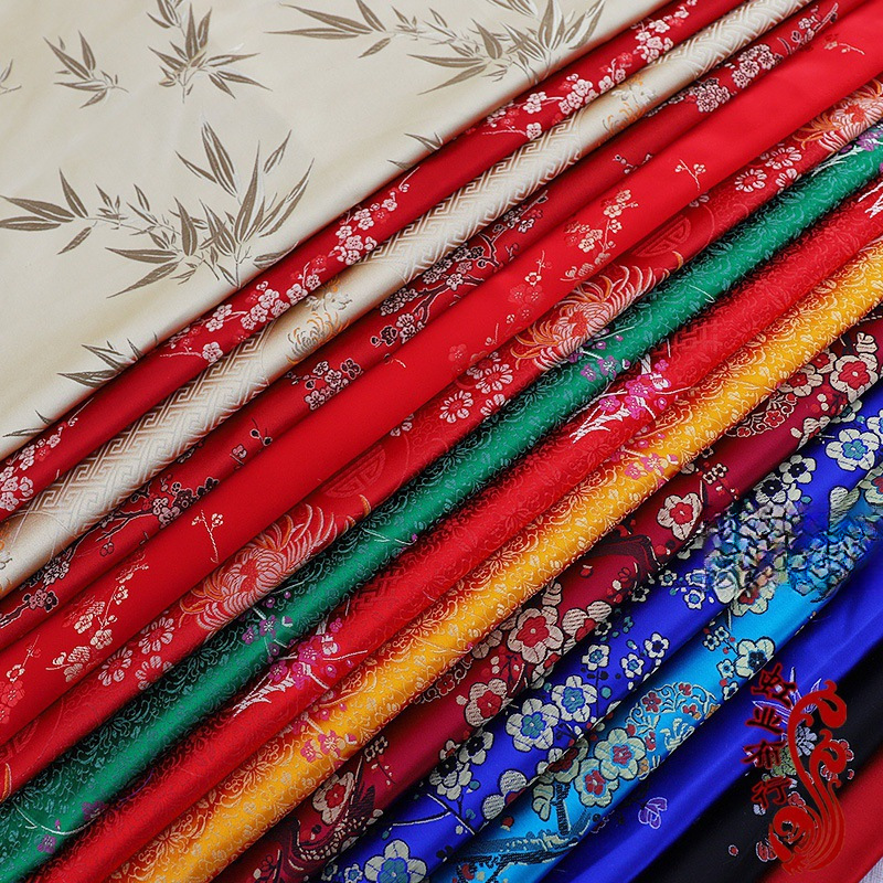 织锦缎布料布头面料传统缎布料风旗袍唐装汉服坐垫手工古风印花、