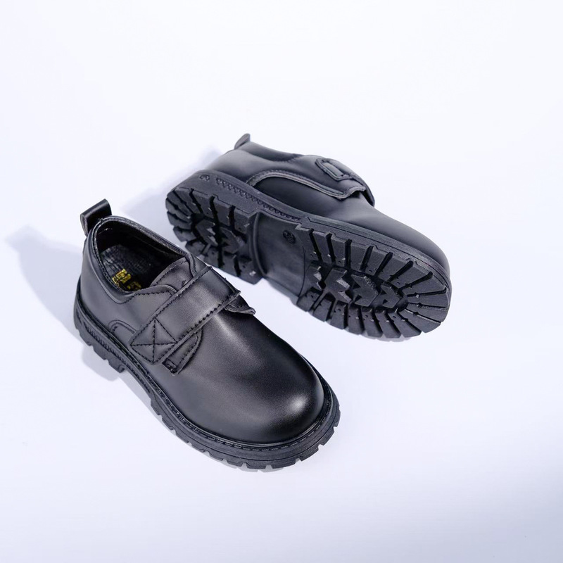 2026 School Shoes British Style African Children's Shoes Pu Velcro Boys' Student Shoes Specially Designed for School Shoes Exclusively for Africa