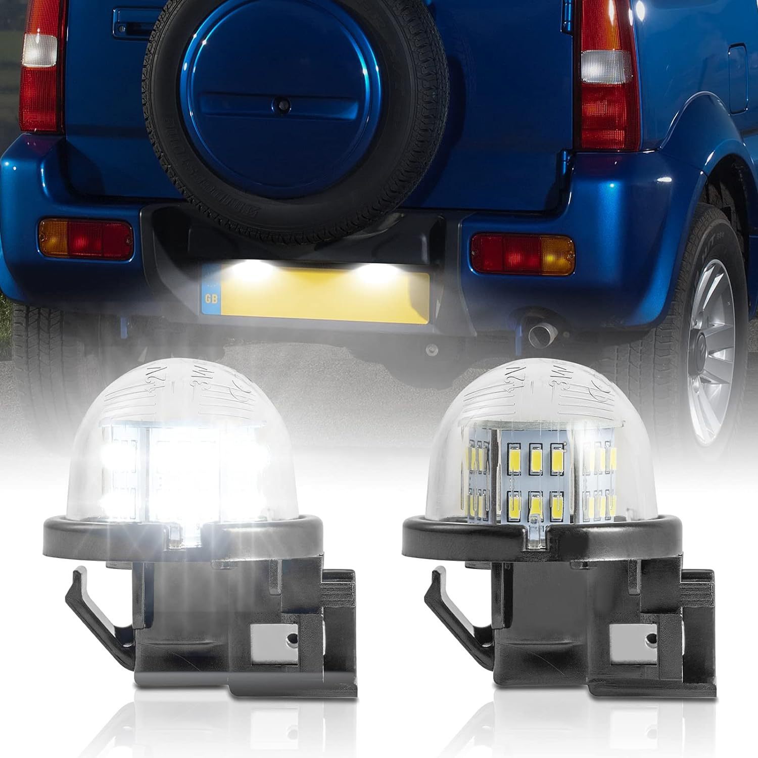 Suitable for 2018+ Suzuki Jimny JB64 JB74 2 Pieces of 18 Lamp Beads Original Car Plug-in LED License Plate Lights
