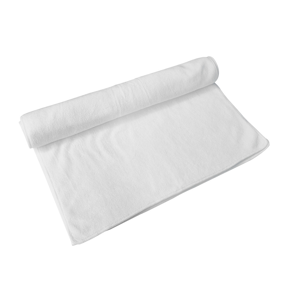 Toalla de baño blanca de microfibra Toalla de transferencia térmica 400g Toalla de poliéster de algodón Toalla de playa material en blanco al por mayor