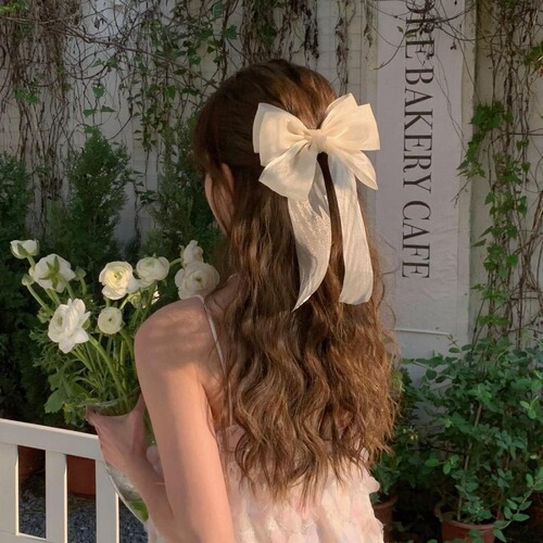 Cream-colored sweet desire mesh butterfly clip hairpin, fairy-like top clip at the back of the head, girl's hair clip hair accessory  spring clip