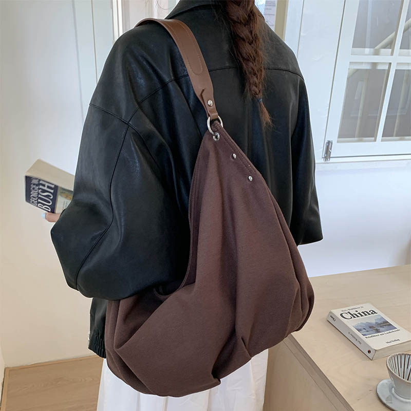 日系托特包2025新款女士大容量帆布袋复古通勤手提包单肩斜挎大包|undefined