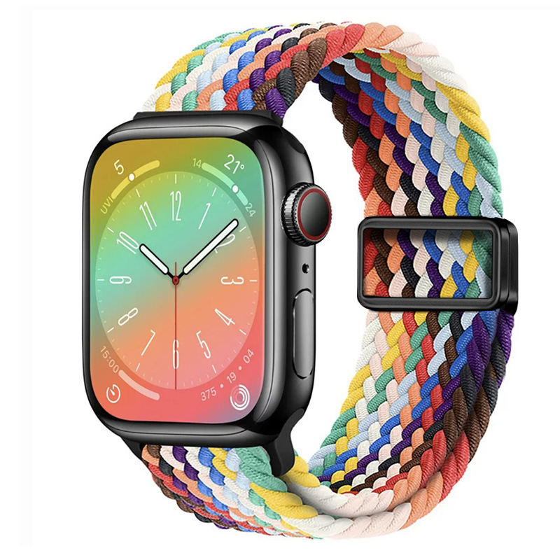 适用ApplewatchS11苹果表带磁吸扣尼龙弹力编织iwatch10手表表带|undefined