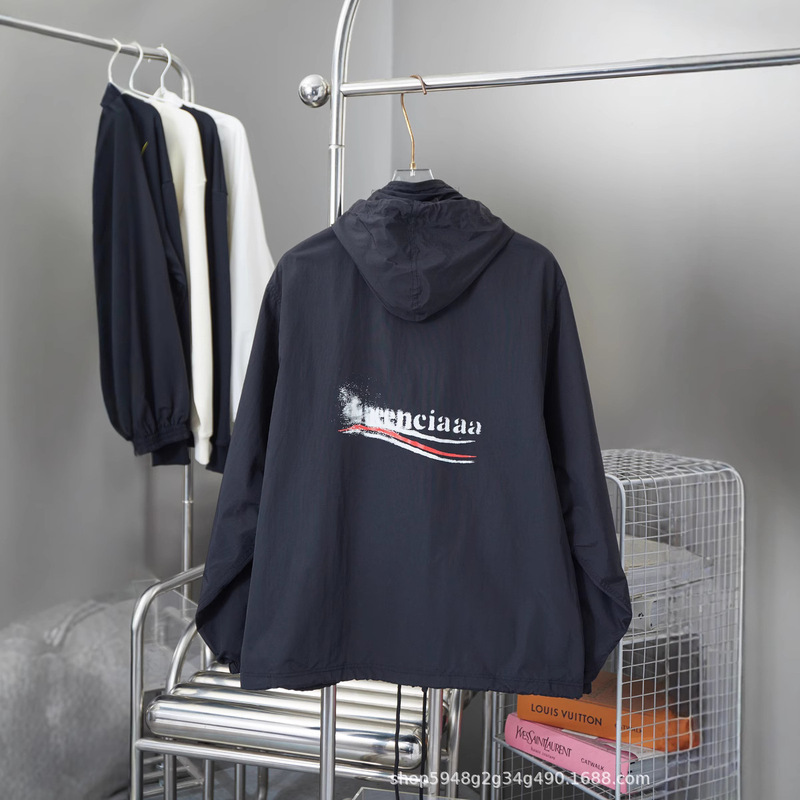 Paris Correct Version B Home Fuzzy Coke Hidden Zipper Hooded Jacket Men's and Women's Sweatshirt High Version Jacket