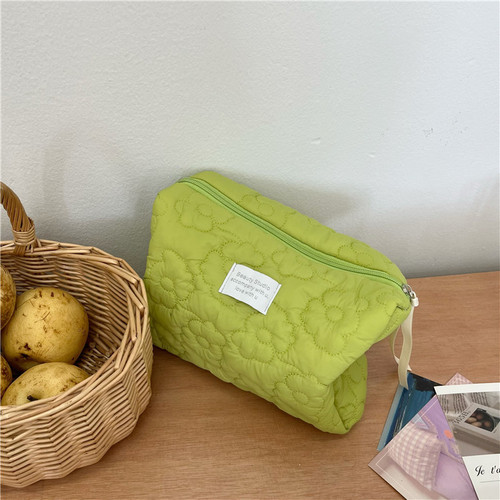 Original homemade ins style soft flower cosmetic bag macaron color portable large capacity skin care product storage bag