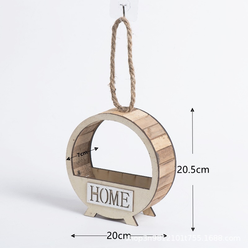 Casa creativa de pared decoración de la pared de la sala de estar canasta de flores madera retro verde en la pared colgante de la canasta