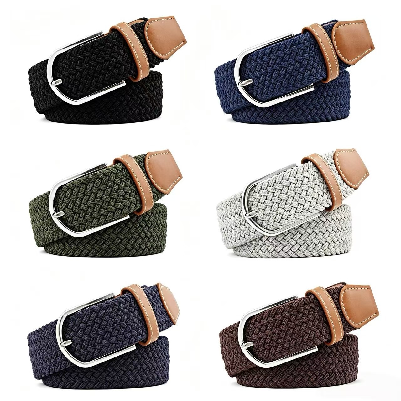 Men's elastic woven cloth belt for leisure