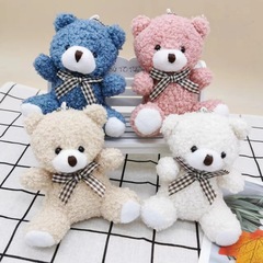 Cute sitting mini bear doll teddy bear doll plush toy keychain car decoration school bag small pendant