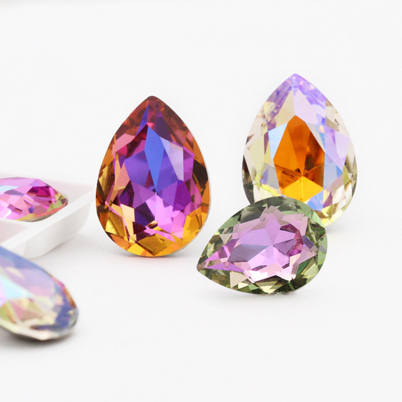 Cross-border Hot Sale K9 Water Drop Pointed Bottom Drill Nail Drill Jewelry Glass Shaped Crystal Drill Wholesale Water Drop Drill