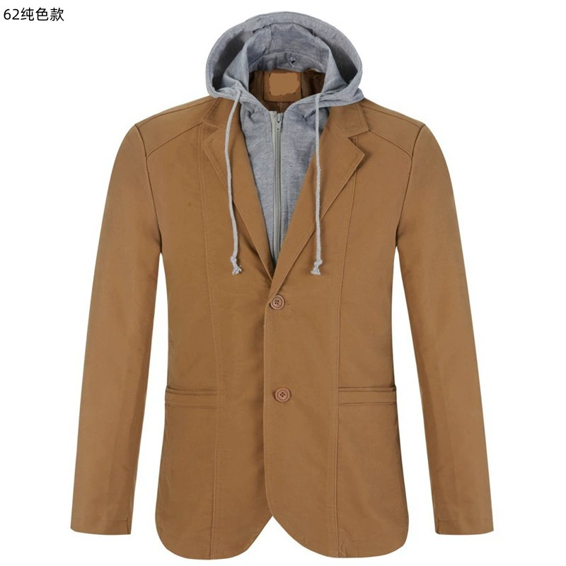 Осенний классический пиджак с капюшоном, мужской комплект, slim fit, плюс размер