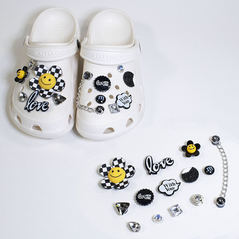 Adaptable hole shoes shoe buckle diy decorative buckle detachable chain sun smiley face flower love flash diamond accessories accessories